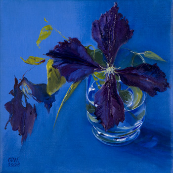 Clematis branch in glass