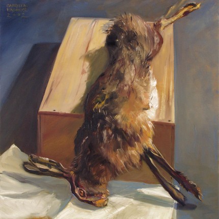 Still life with hare and wine box