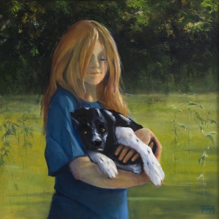 Girl with a puppy